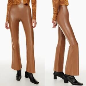 Aritzia Wilfred Roma Pant 2 Vegan Faux Leather‎ Cognac Tan